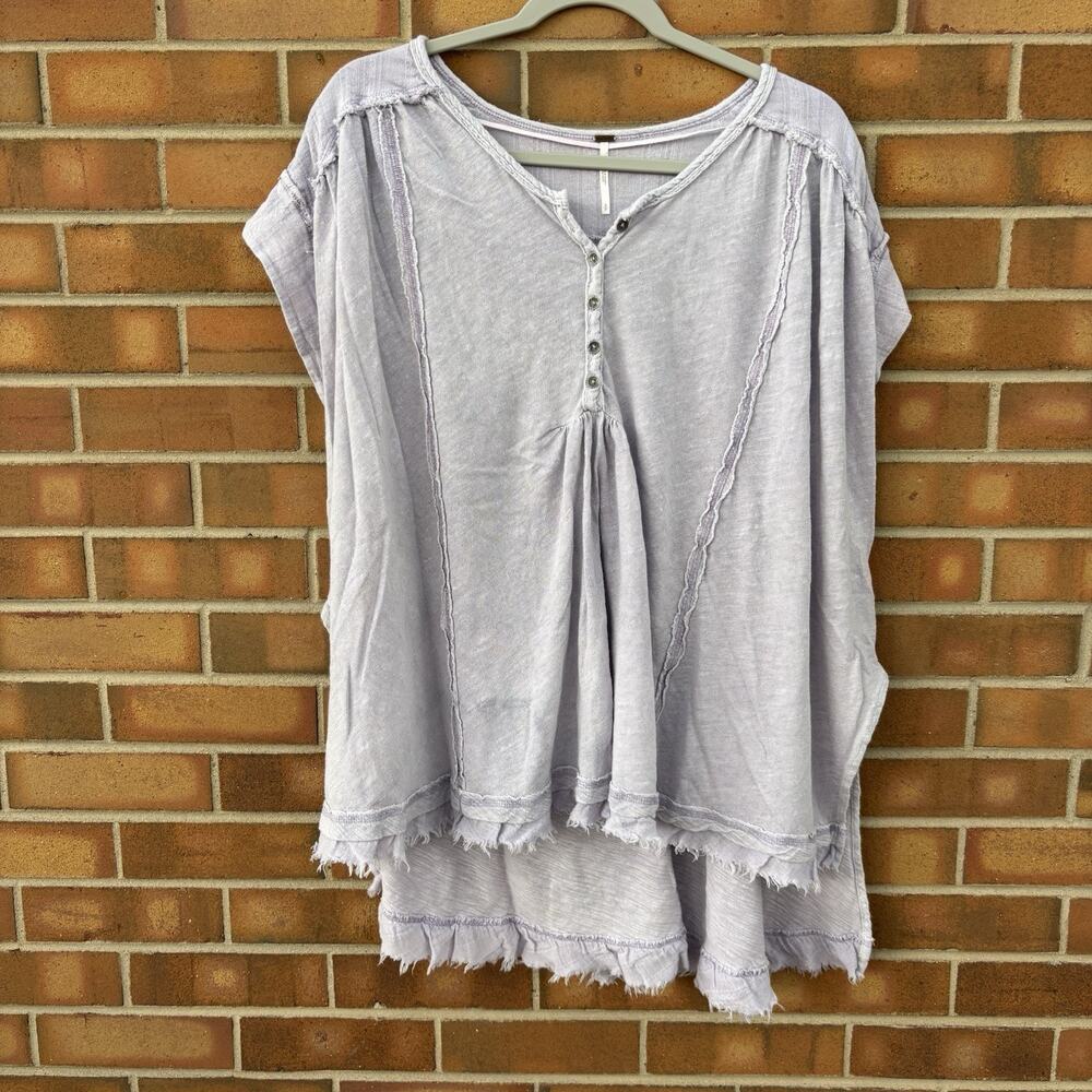 Free People Aster High Low Tunic Henley Top Pastel Purple Womens S Stains
